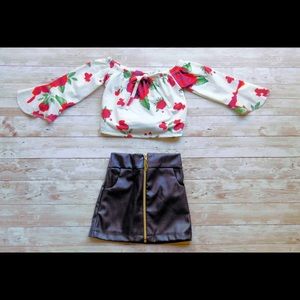 Flounce Shirt w/ Leatherette Skirt